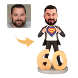 60th Birthday Gift for Dad Custom Bobbleheads - Super Dad