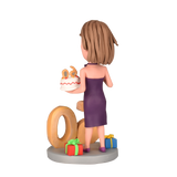 Gifts for 60th Birthday Woman - Custom Bobbleheads - The Lady with the Birthday Cake