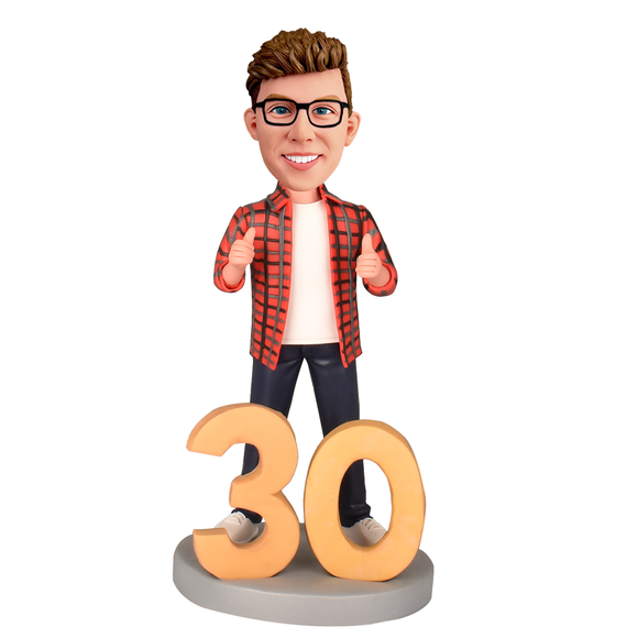 30th Birthday Gifts for Men - Custom Bobbleheads - Confident Guy