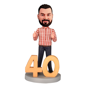 40th Birthday Gift for Men - Custom Bobblehead - Confident Man