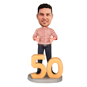 50th Birthday Gifts for Men - Custom Bobbleheads - 50-Year-Old Super Hero