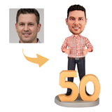 50th Birthday Gifts for Men - Custom Bobbleheads - 50-Year-Old Super Hero