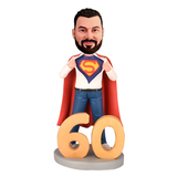 60th Birthday Gift for Men Custom Bobbleheads - Super Hero