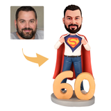 60th Birthday Gift for Men Custom Bobbleheads - Super Hero