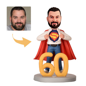 60th Birthday Gift for Men Custom Bobbleheads - Super Hero