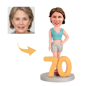 70th Birthday Gift for Woman - Custom Bobbleheads - Beautiful Lady